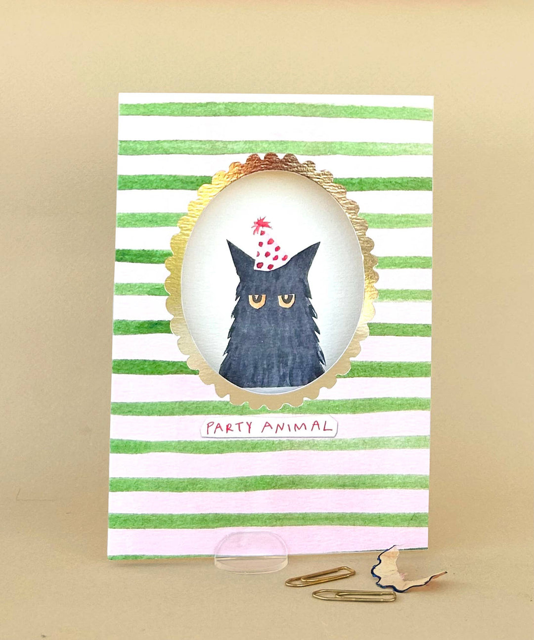 ' Party Animal Cat' Greetings Card FP3617