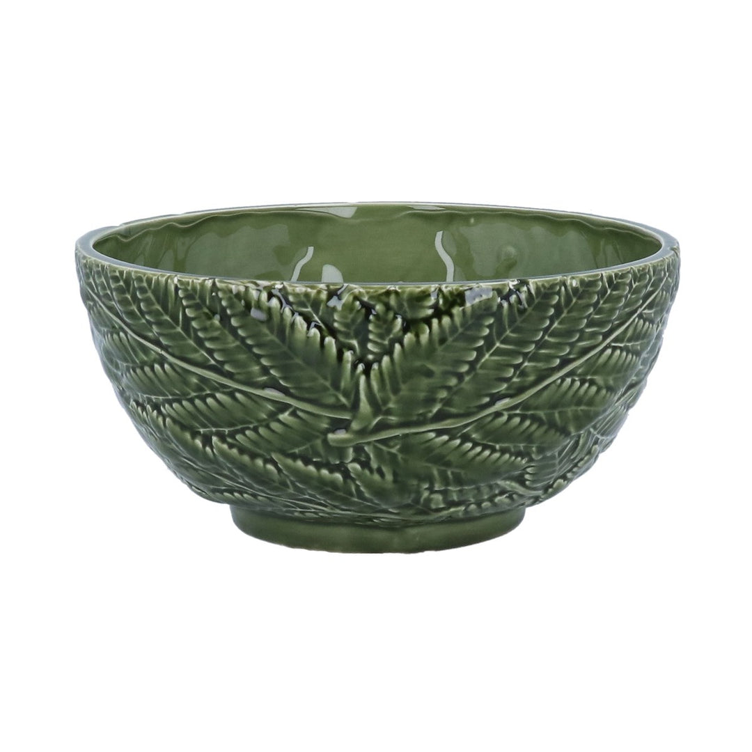 Green Ceramic Fern Bowl, Lrg