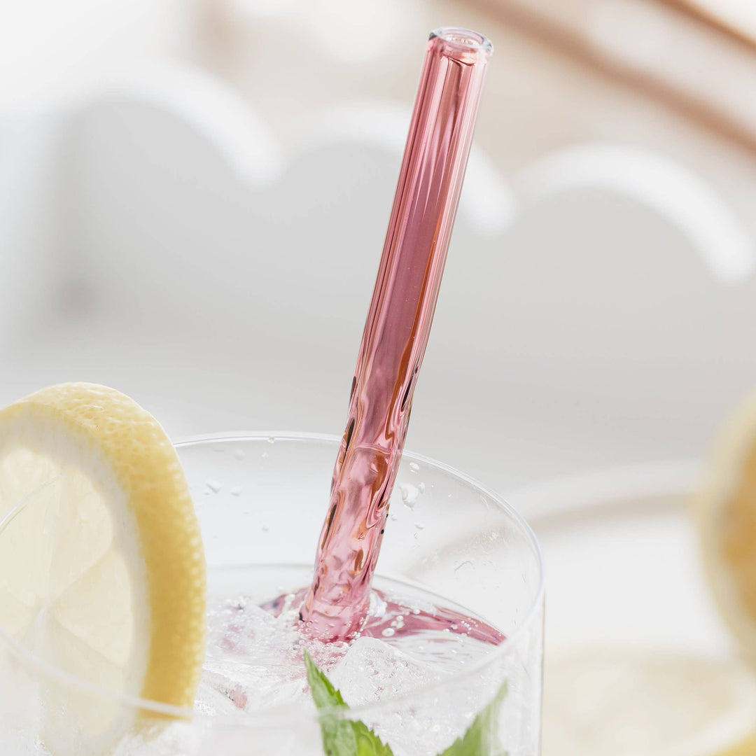 Twist Glass Coloured Straws - Set of 4
