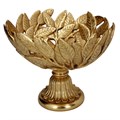Gold Resin Leaf Bowl on Pedestal,  (LxWxD) 20x24x24cm