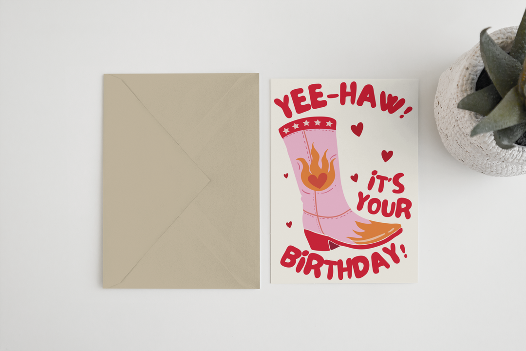 Yee Haw! It’s your birthday A6/5x7 card: Card Clasp (Plastic Free) / 5x7
