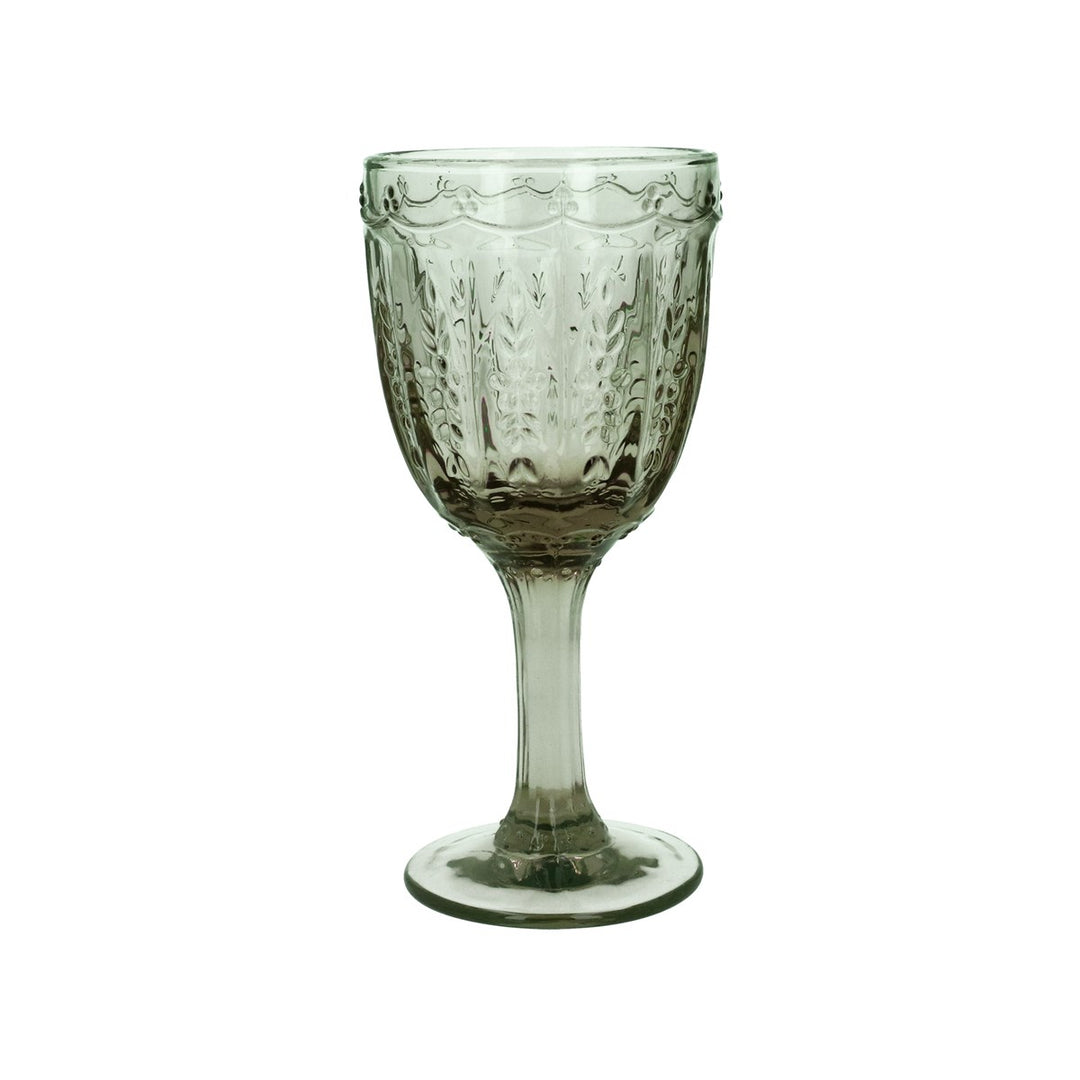 Green Pressed Glass Wine Goblet,  (LxWxD) 18.4x8.4x7.5cm