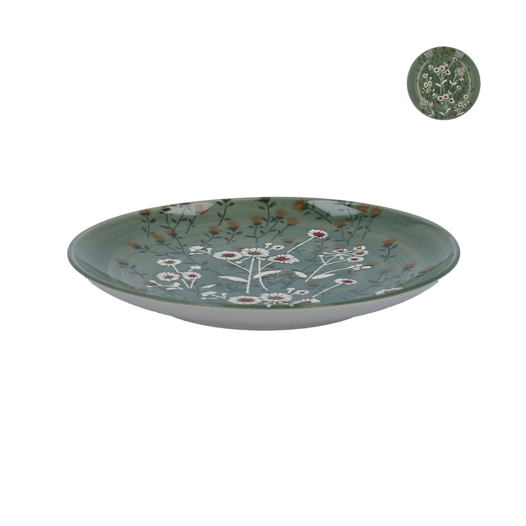 Green Wild Daisy Stoneware Side Plate,