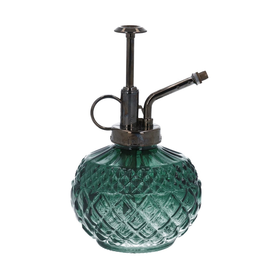 Dark Green Crystal Cut Glass Ball Mister,  (LxWxD) 16x9.5x9.5cm