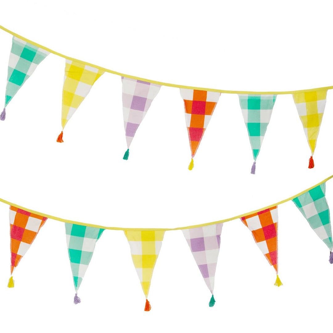 Gingham Cotton Fabric Bunting | Party Decor |