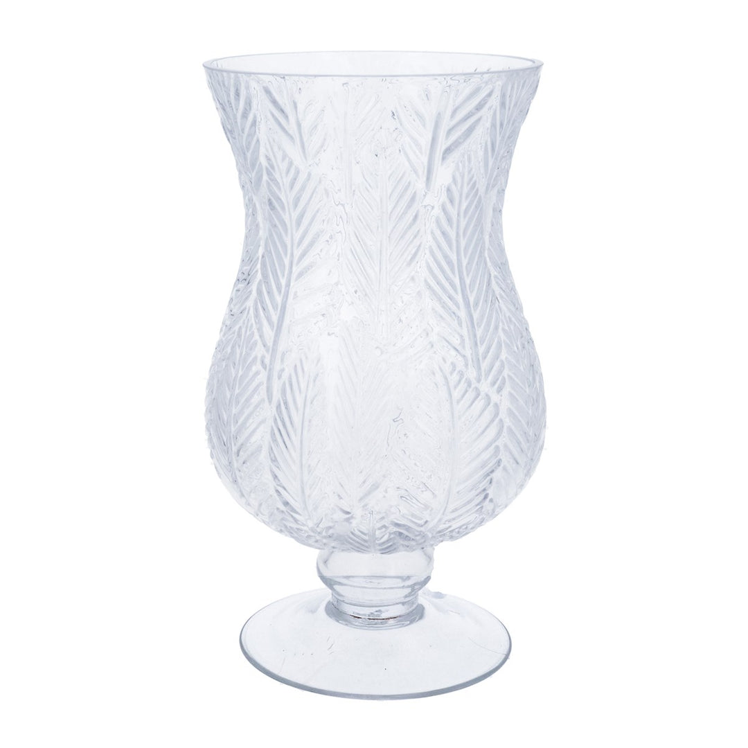 Clear Glass Leaf Urn Vase, Lrg,