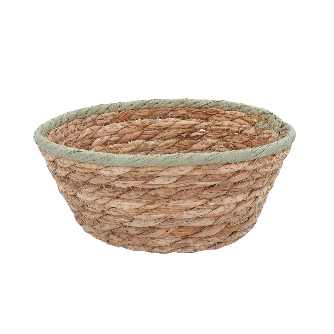 Green Trim Natural Woven Basket Mini Bowl,  (LxWxD) 8x18x18cm