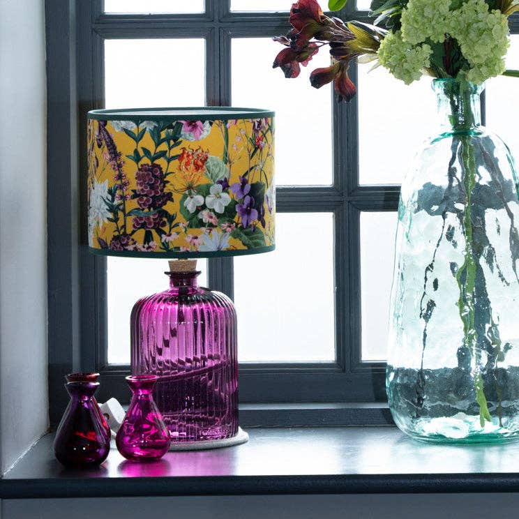 Recycled Glass Apothecary Lamp 29cm: Gold / Natural Green