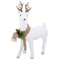 White Bristle Reindeer w Hession Scarf Orn    ~