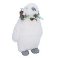 White Faux Fur Penguin Orn, Sml               ~