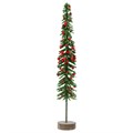 Glitter Bristle Slim Tree w Berries, Med