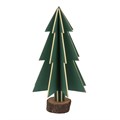 Green Wood 3D Tree w Gold Trim Orn