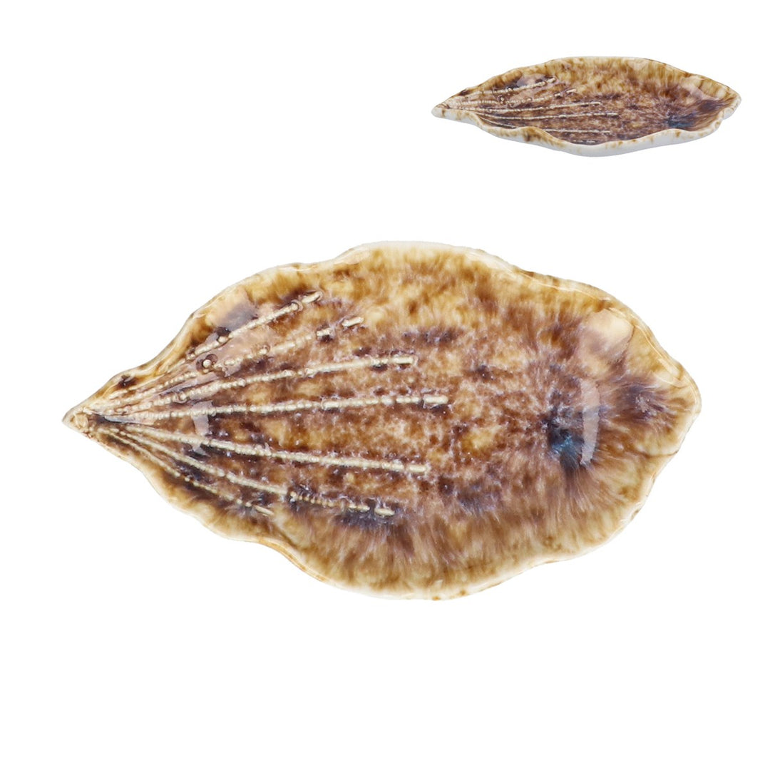Natural Reactive Stoneware Shell Trinket Dish,  (LxWxD) 2x14x8cm