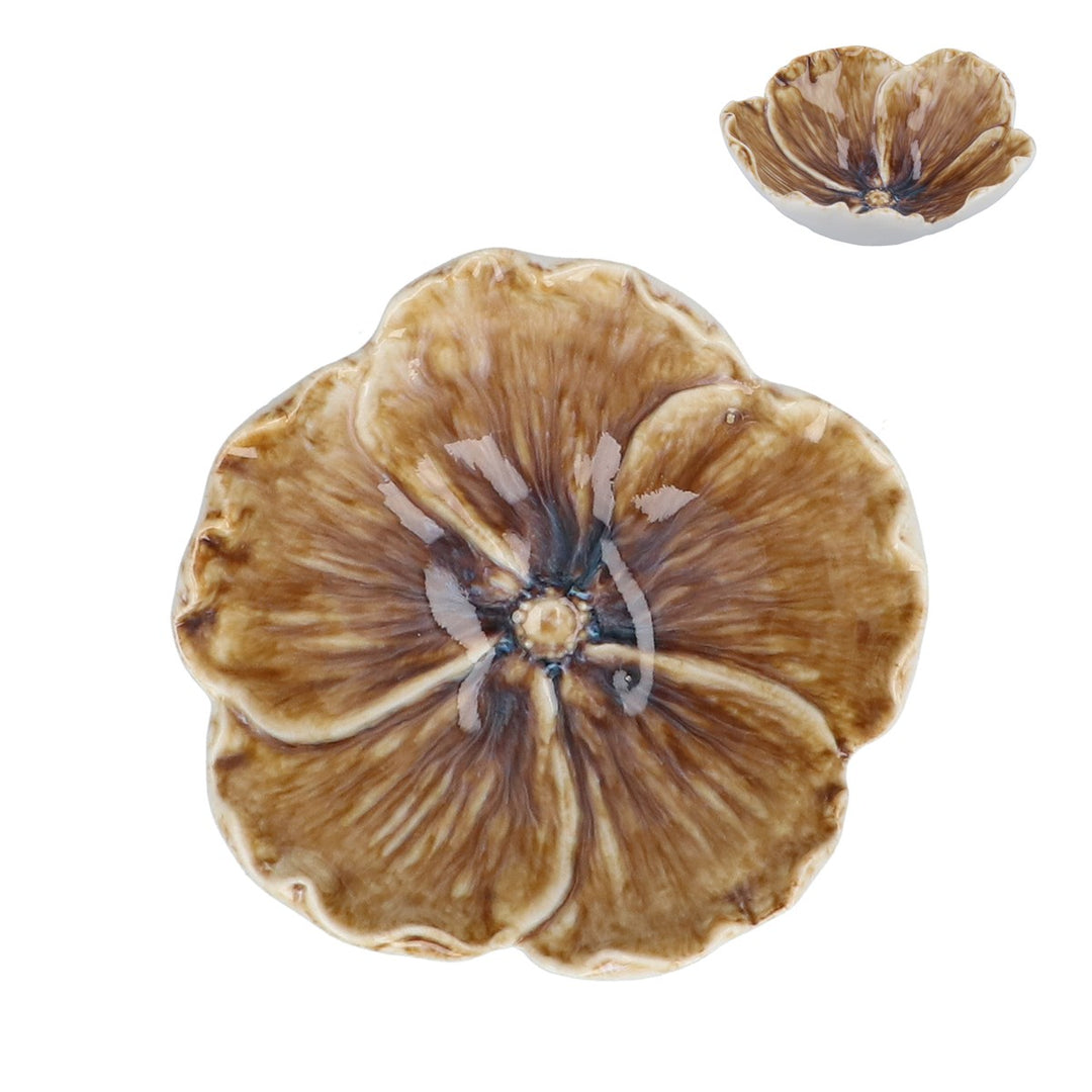 Nat. Reactive Stoneware Anemone Trinket Dish,  (LxWxD) 5x12x11cm