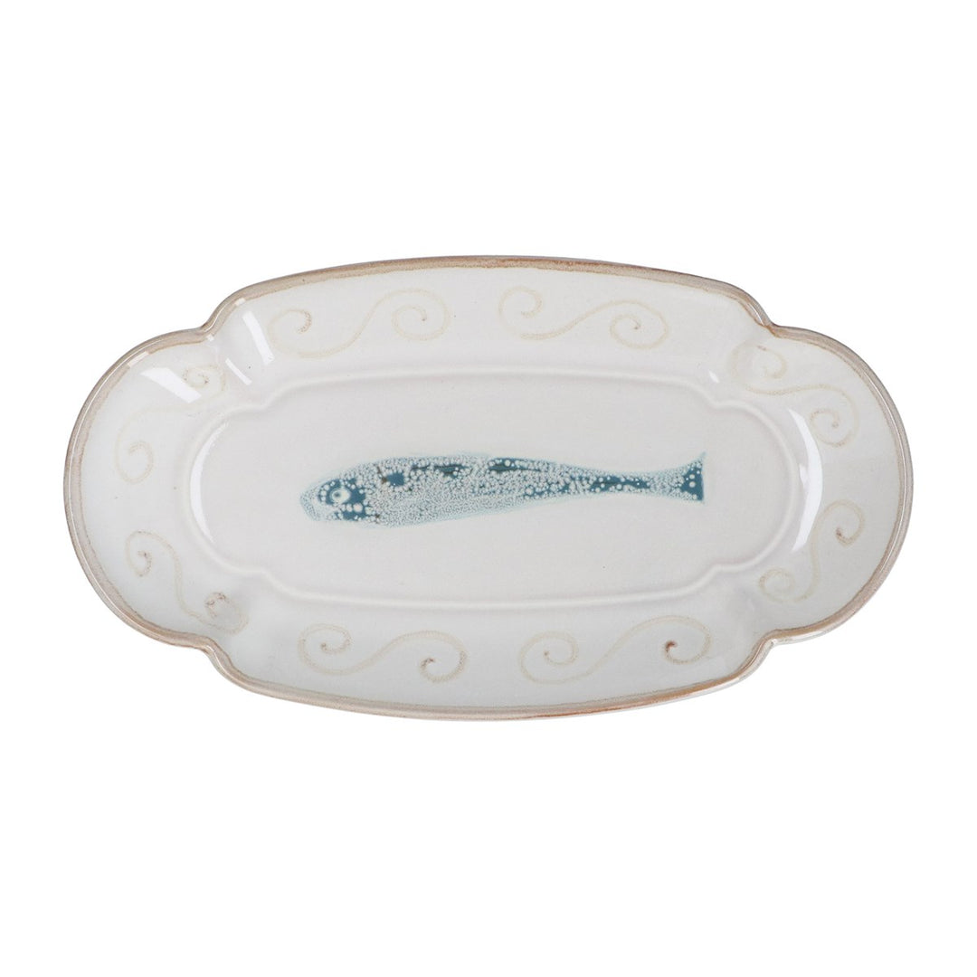 Fish Fluted Stoneware Oval Plate, Med,  (LxWxD) 2x23x12cm
