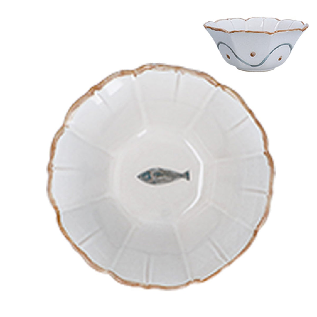 Fish Fluted Stoneware Bowl, Med,  (LxWxD) 7x18x18cm