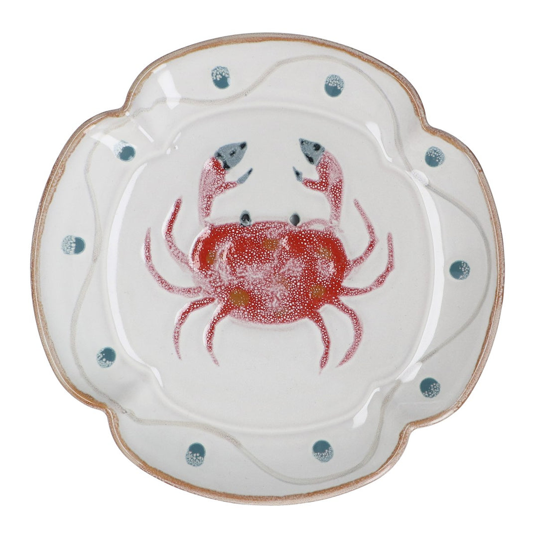 Crab Fluted Stoneware Plate, Med,  (LxWxD) 2x20x20cm