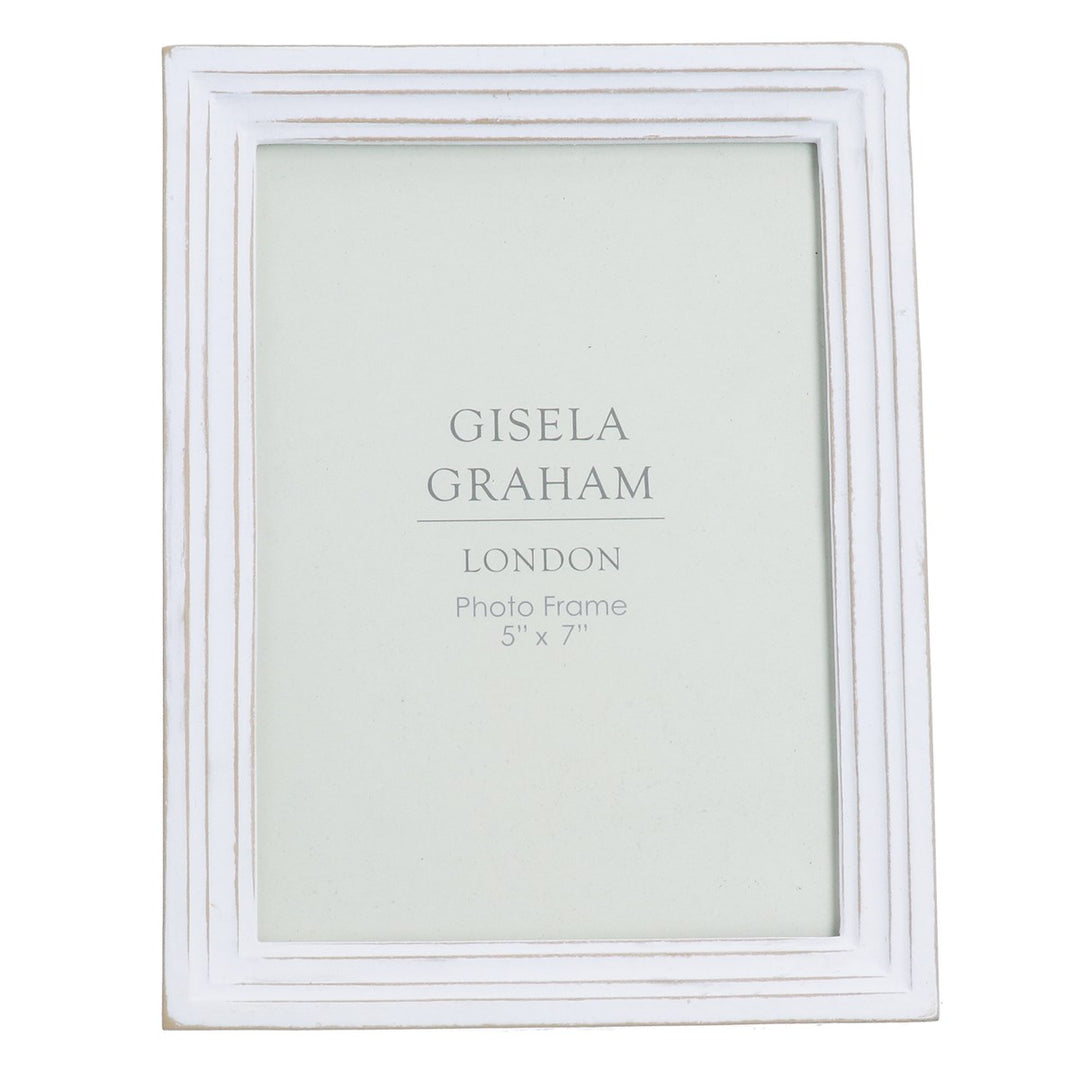 Antique White Groove Resin Picture Frame 5x7