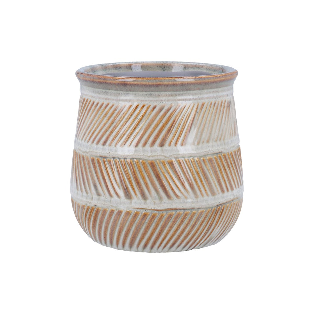 Natural Hatch Design Stoneware Pot Cover, Sml,  (LxWxD) 12x12x12cm