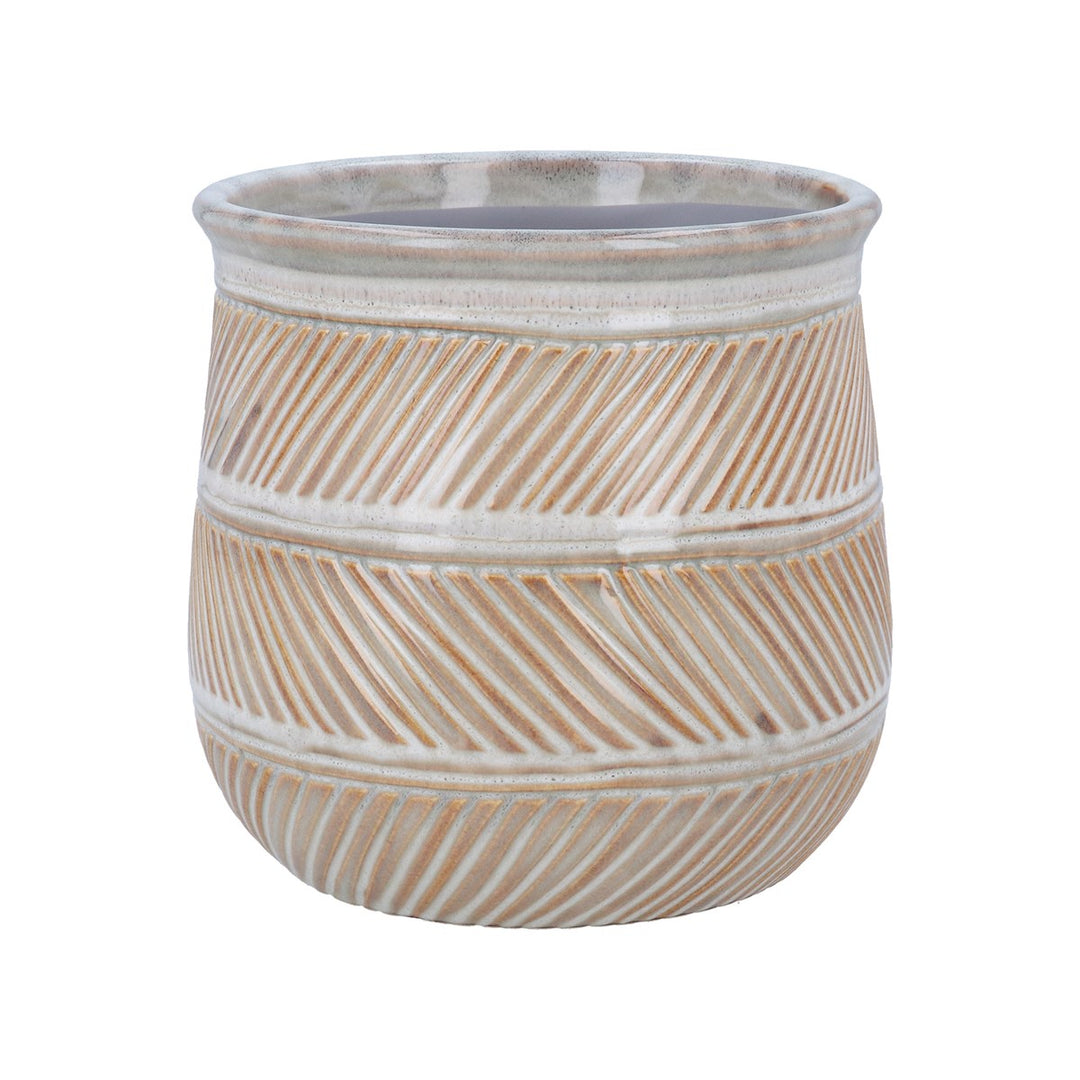 Natural Hatch Design Stoneware Pot Cover, Med,  (LxWxD) 15.5x16x16cm