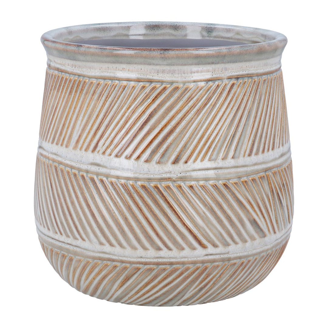 Natural Hatch Design Stoneware Pot Cover, Lrg,  (LxWxD) 18.5x19.5x19.5cm