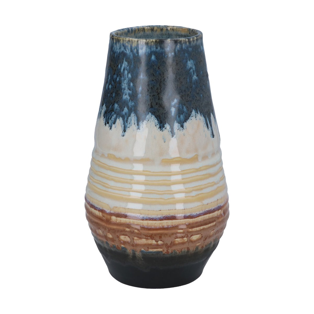 Floating Blue Reactive Stoneware Dec. Vase,  (LxWxD) 23x13x13cm