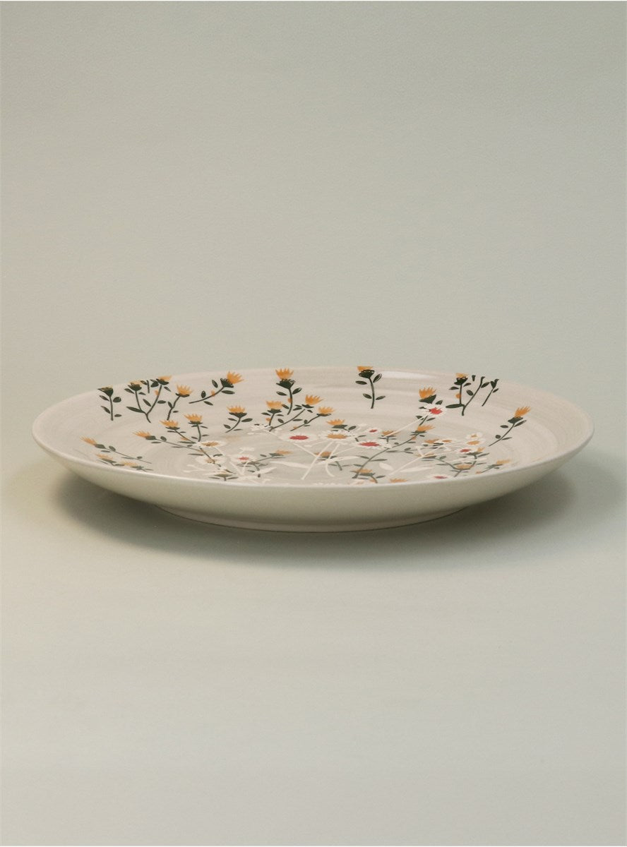 Grey Wild Daisy Stoneware Side Plate,  (LxWxD) 2.5x21x21cm