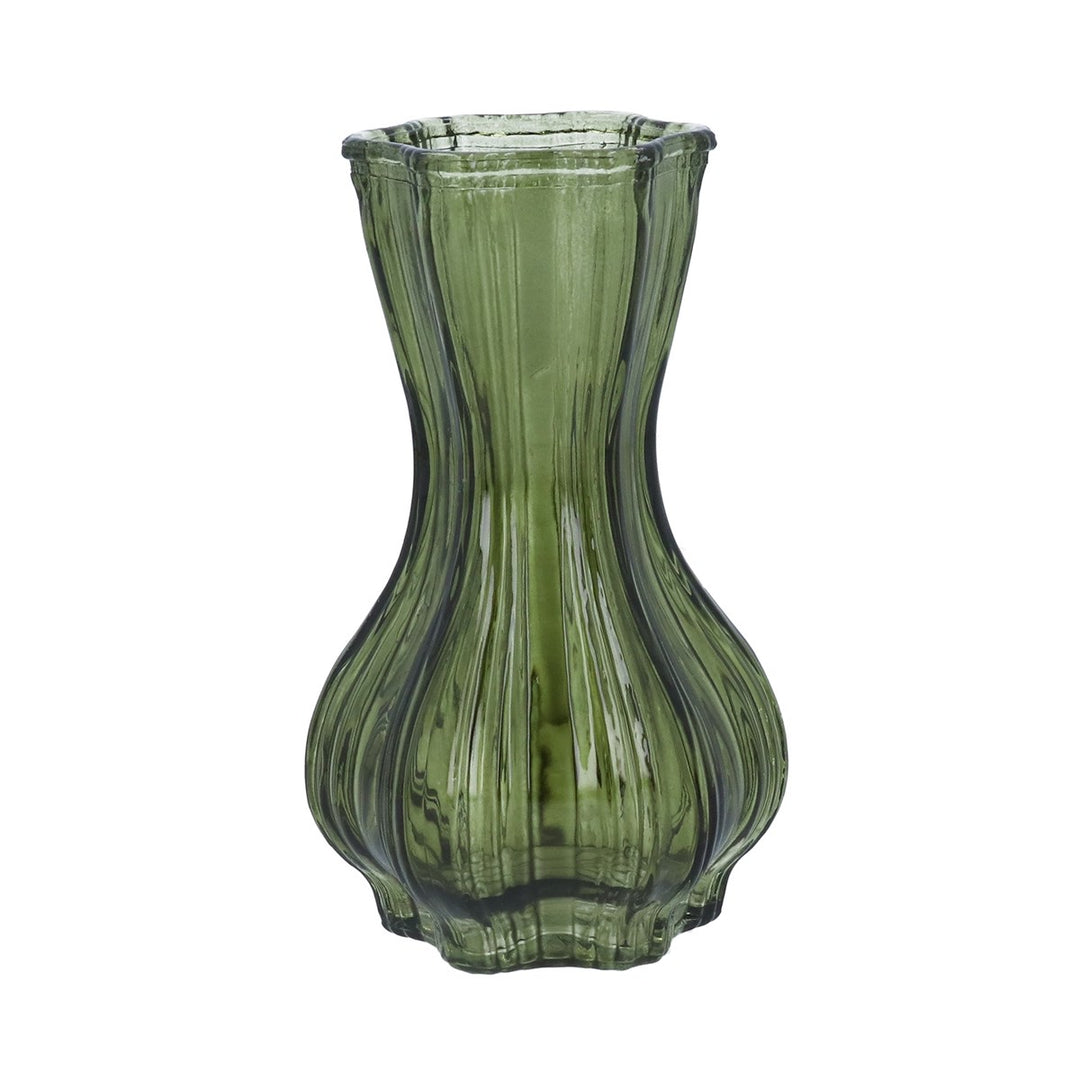 Green Glass Bulb Bud Vase, Sml,  (LxWxD) 15x9x9cm