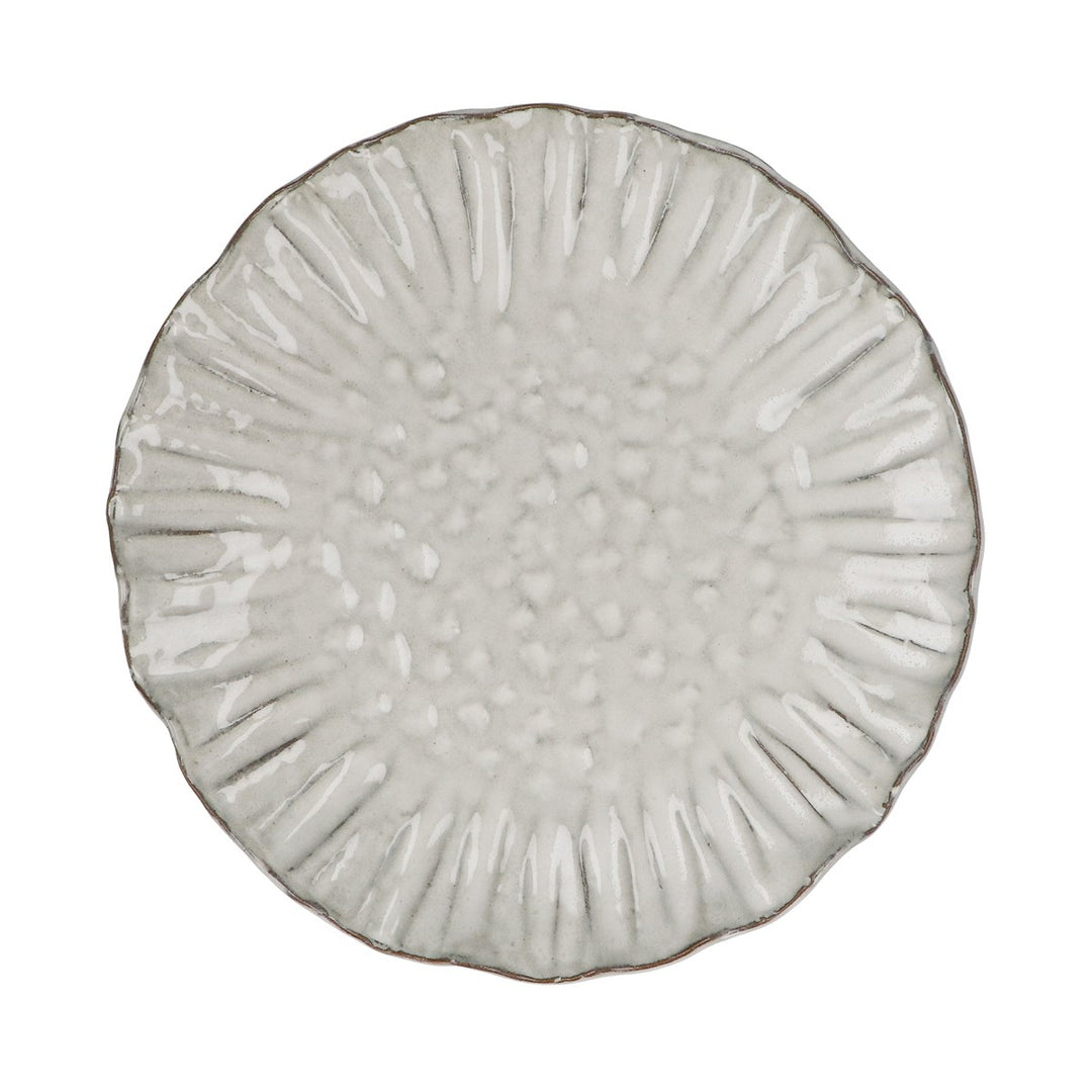 Taupe Stoneware Pinched Round Platter,