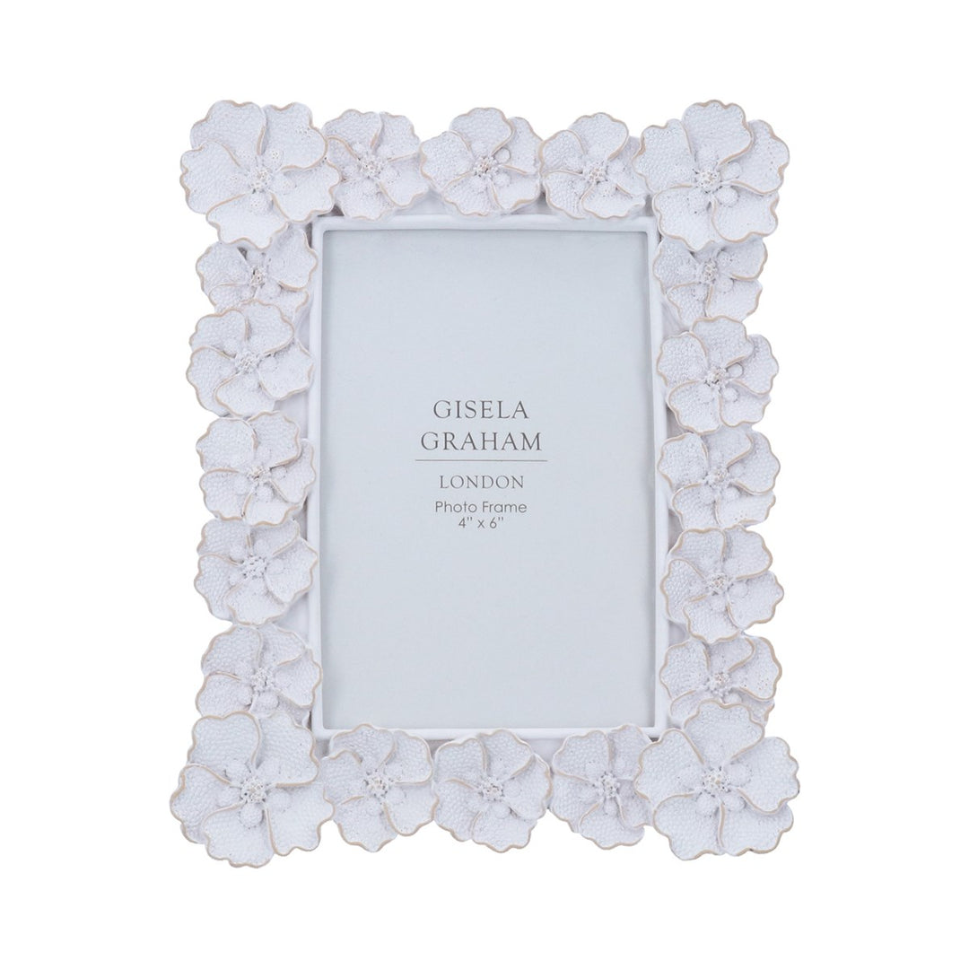 Antique White Anemone Resin Picture Frame 4x6