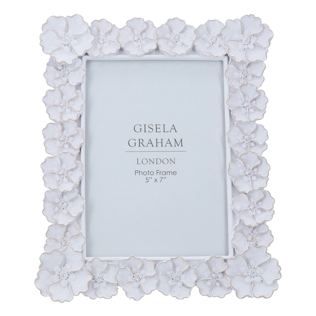 Antique White Anemone Resin Picture Frame 5x7