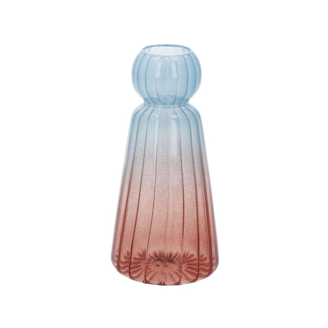 Blue/Orange Glass Shuttlecock Bud Vase,