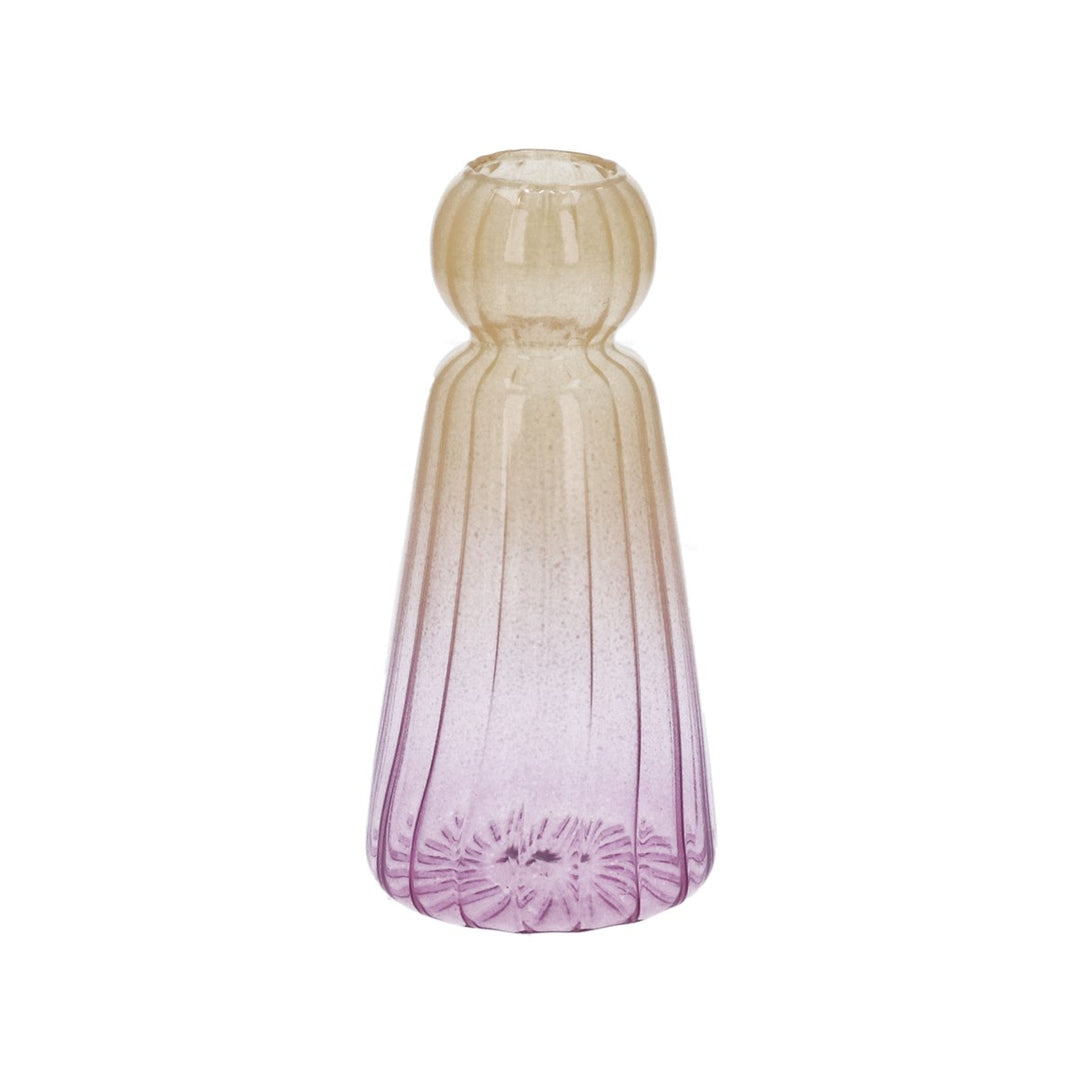 Yellow/Petrol Glass Shuttlecock Bud Vase,
