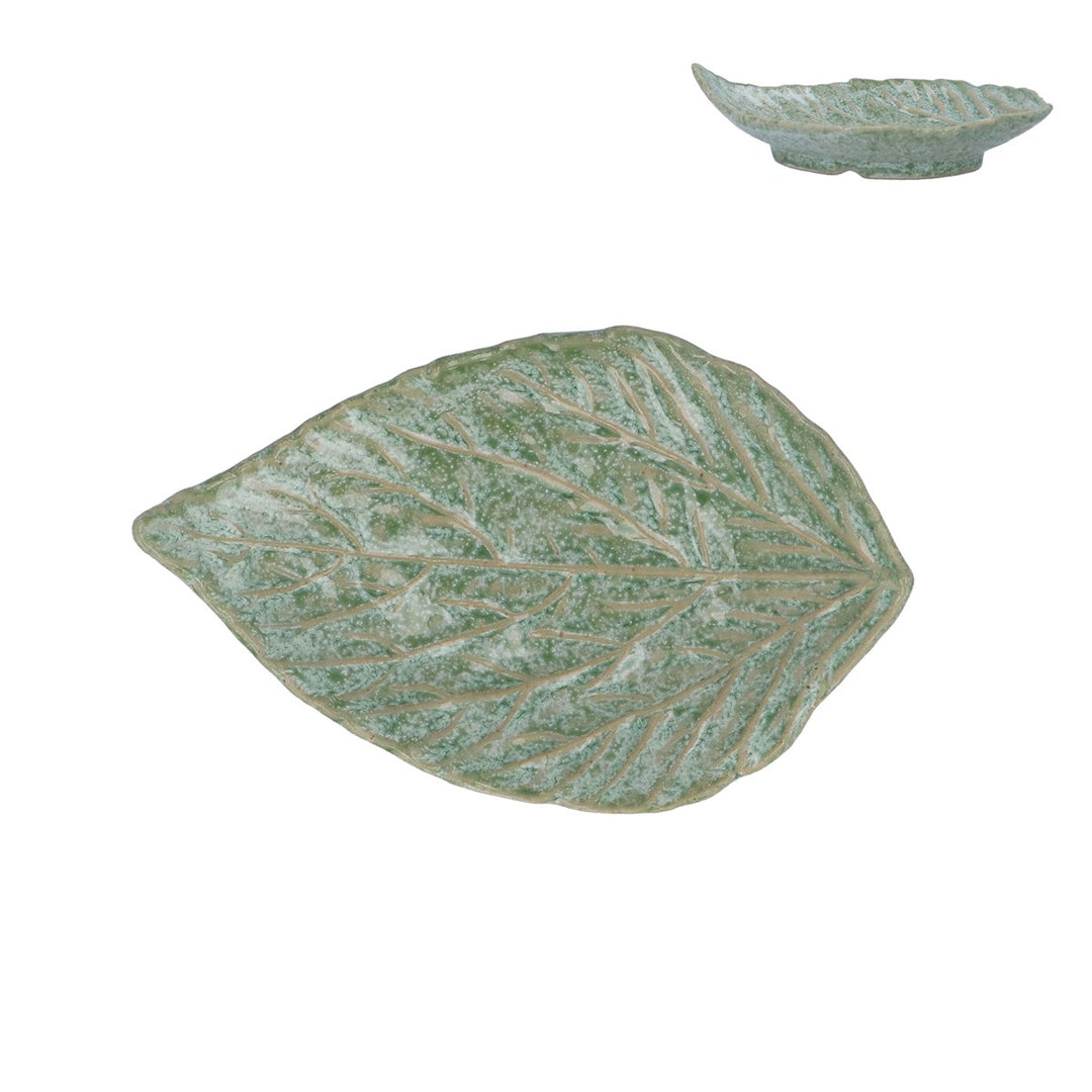 Green Speckle Porcelain Point Leaf Trinket Dish,  (LxWxD) 3.3x13x8.3cm