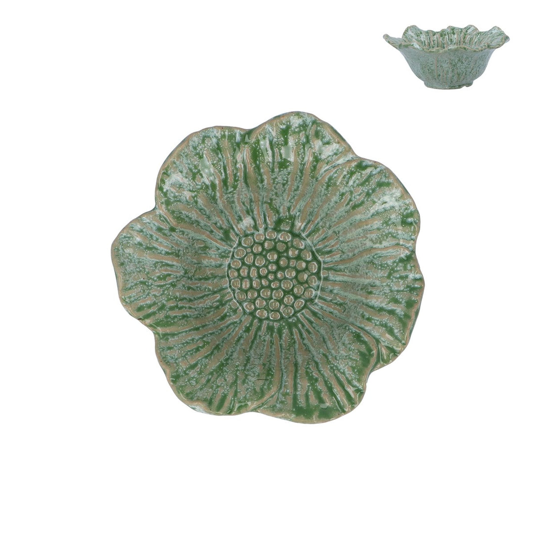 Green Speckle Porcelain Flower Bowl, Sml,  (LxWxD) 6.1x14x14.6cm