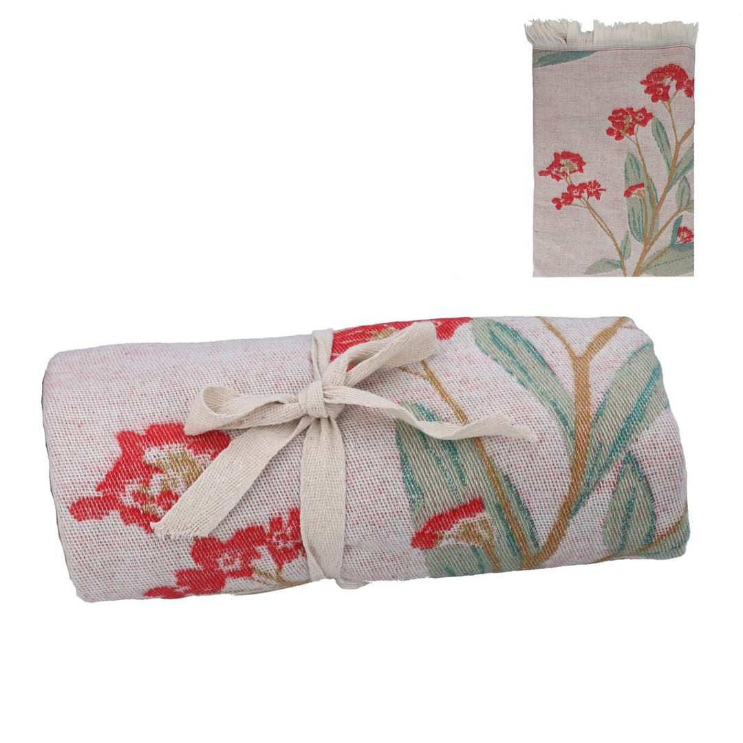 Red Oleander Flower Fine Cosy Throw,  (LxWxD) 0.5x125x150cm