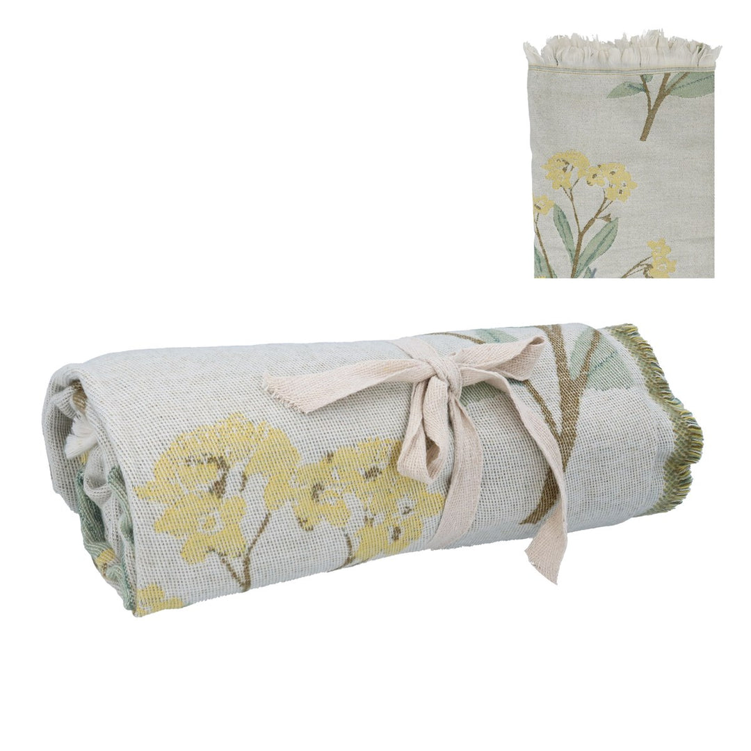 Yellow Oleander Flower Fine Cosy Throw,  (LxWxD) 0.5x125x150cm