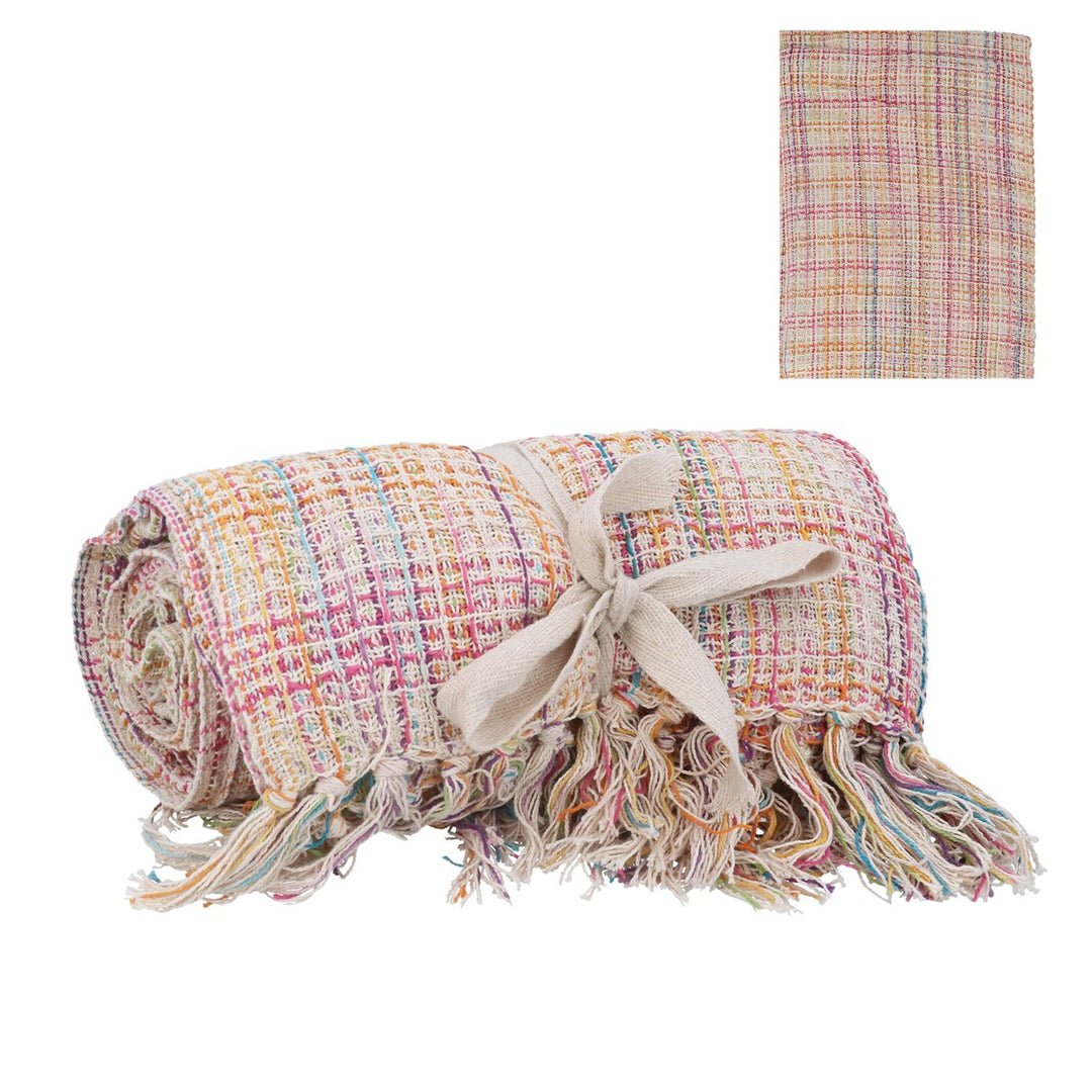 Multi Colour Thread Soft Touch Cotton Throw,