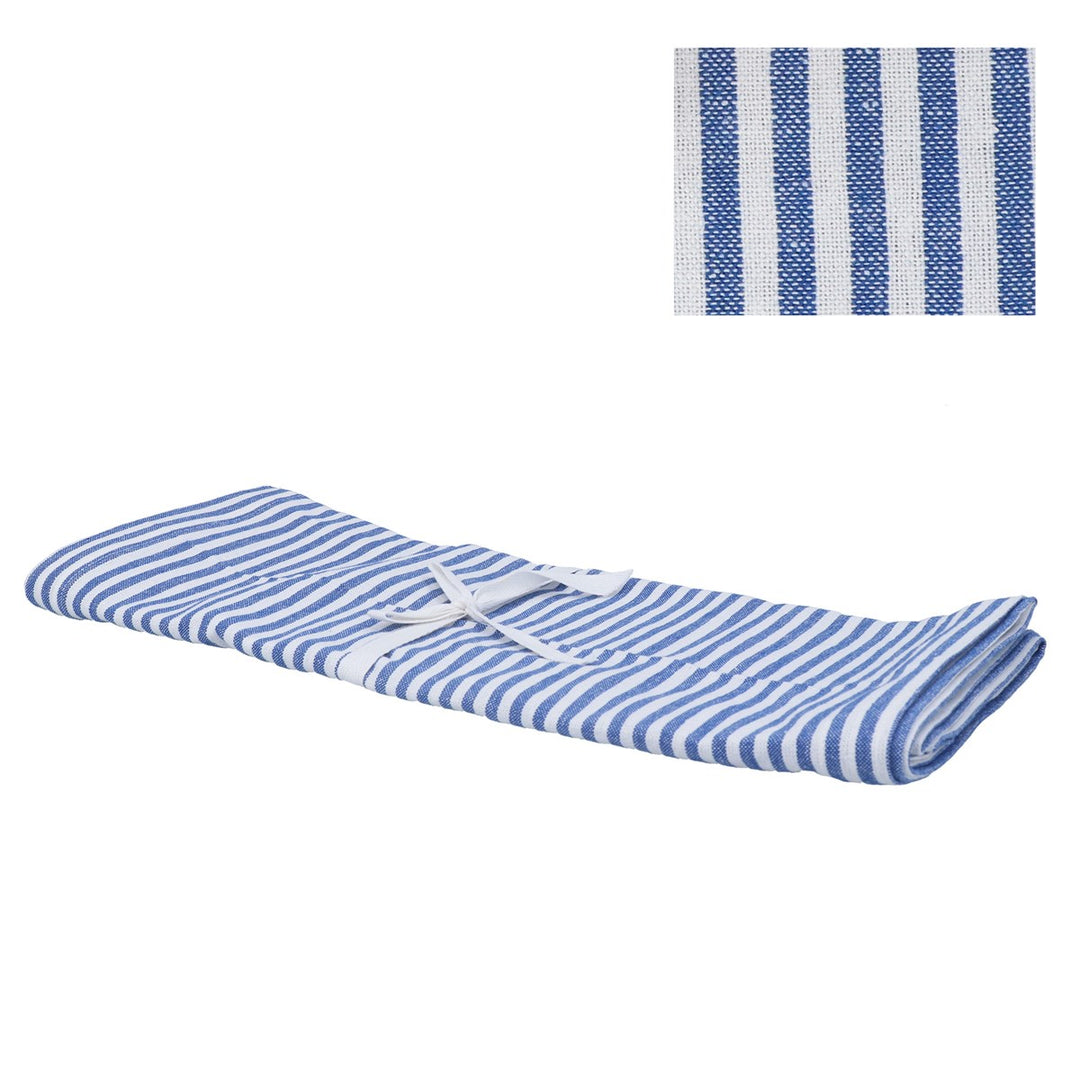 Blue Cotton Mix Stripe Runner,  (LxWxD) 0.5x40x200cm