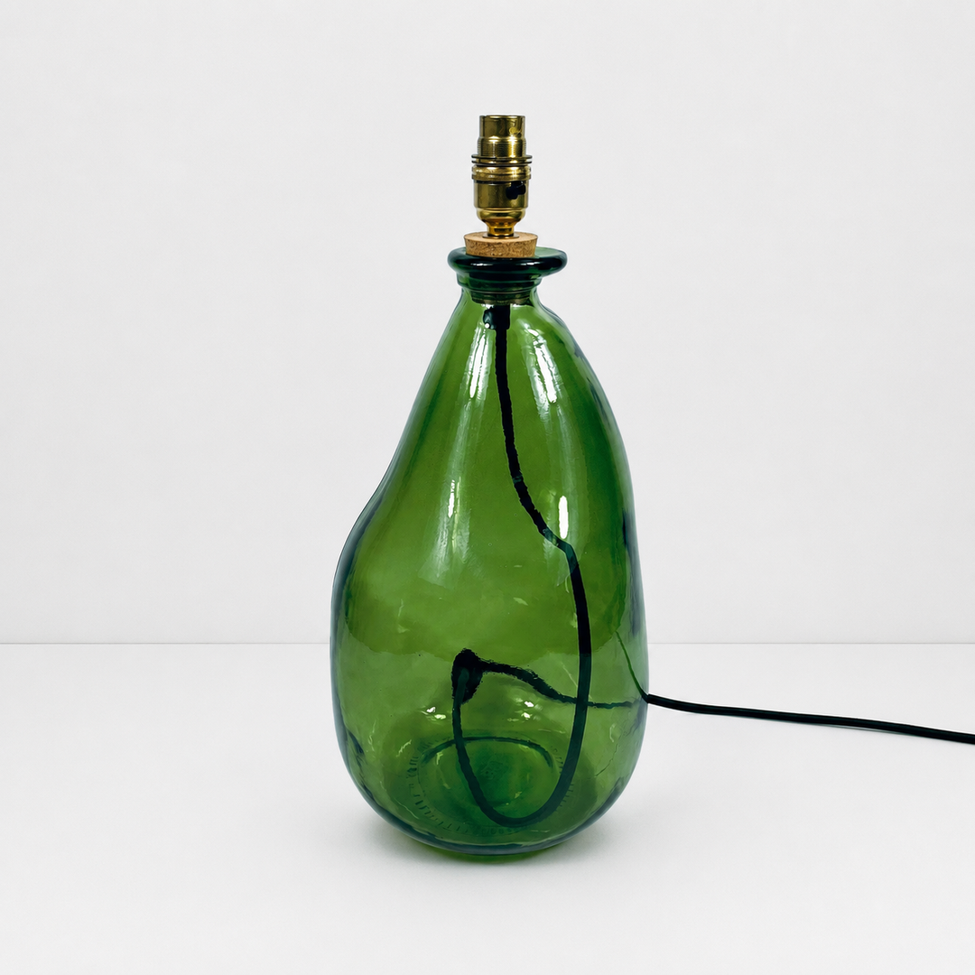 Simplicity Recycled Glass Lamp 42cm: Black/Copper / Sage Green