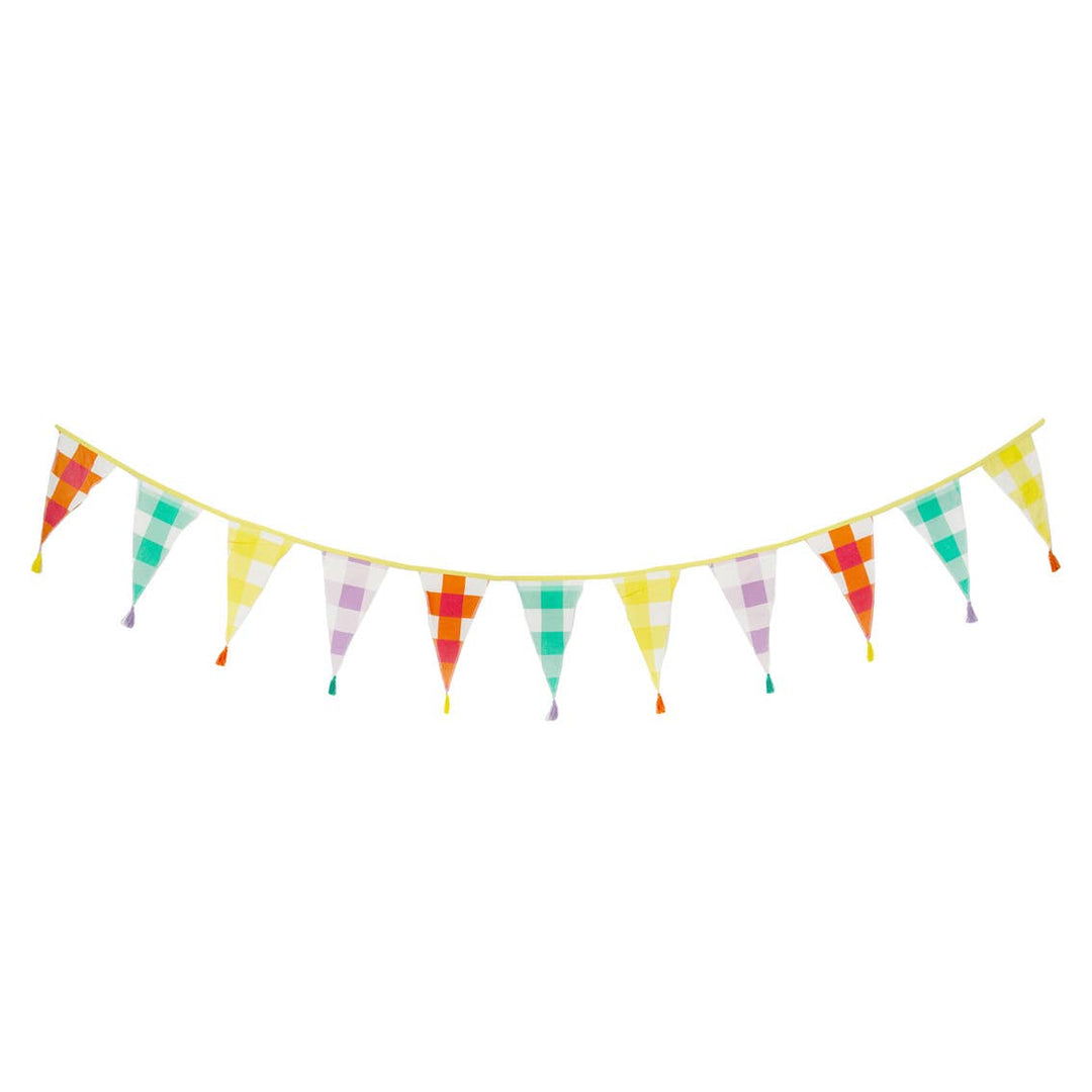 Gingham Cotton Fabric Bunting | Party Decor |