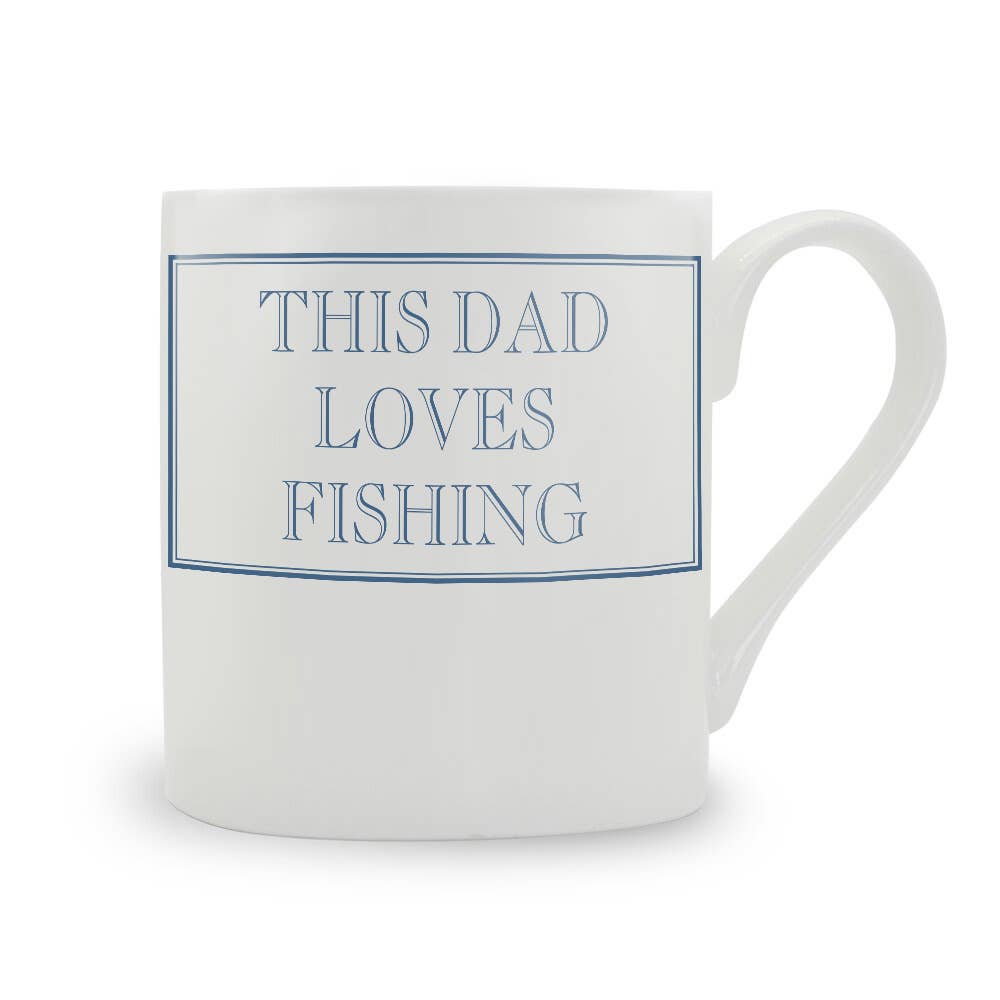 This Dad Loves Fishing Bone China Mug: Blue / Large