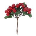 Red Berry w Leaves Pick                       ~