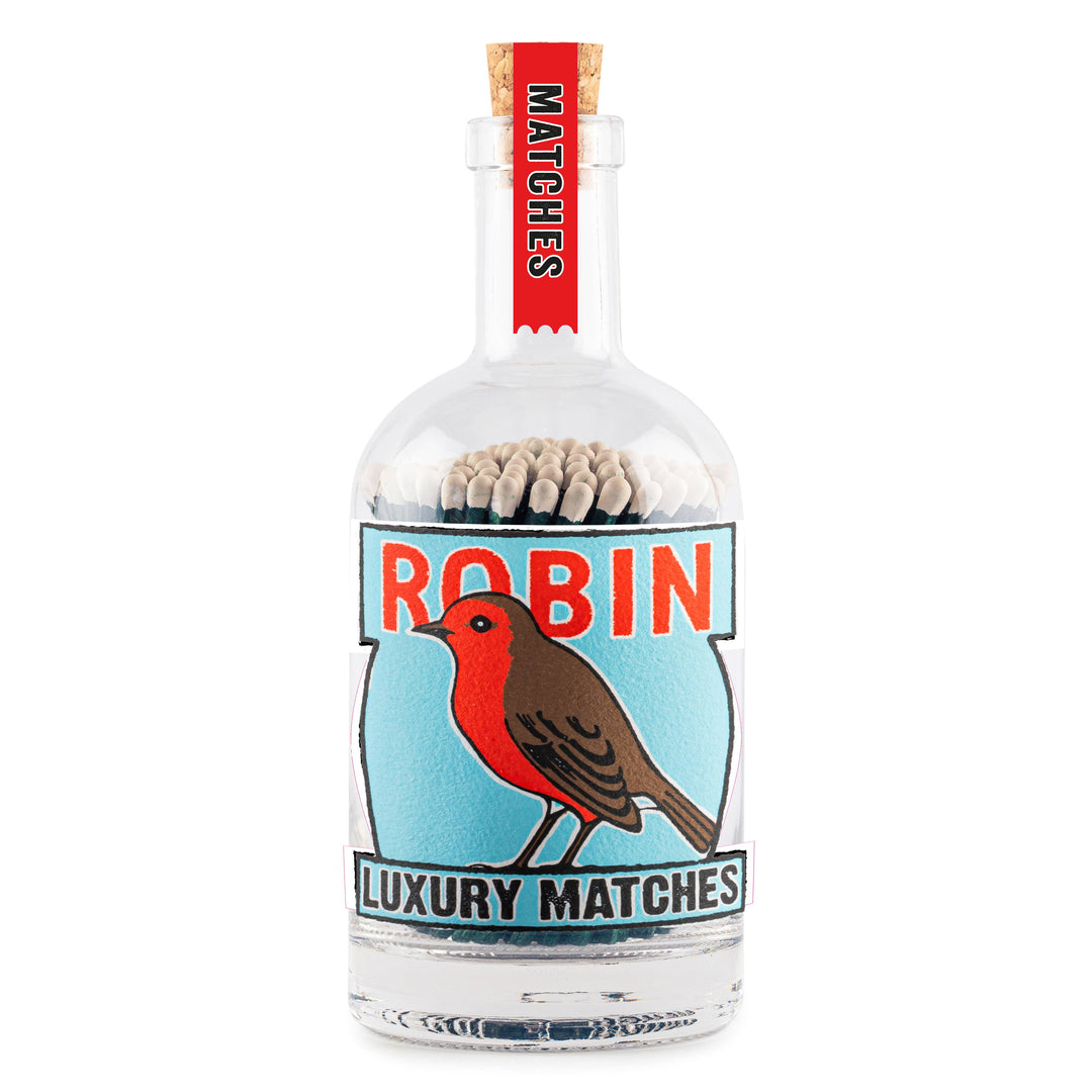 The Robin | Glass Bottle - Christmas Safety Matches 🎄
