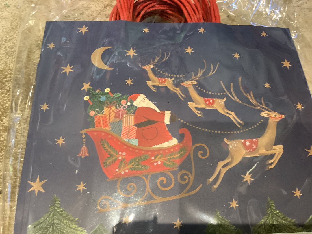 Paper Gift Bag - Nostalgia Santa in Sleigh, Med