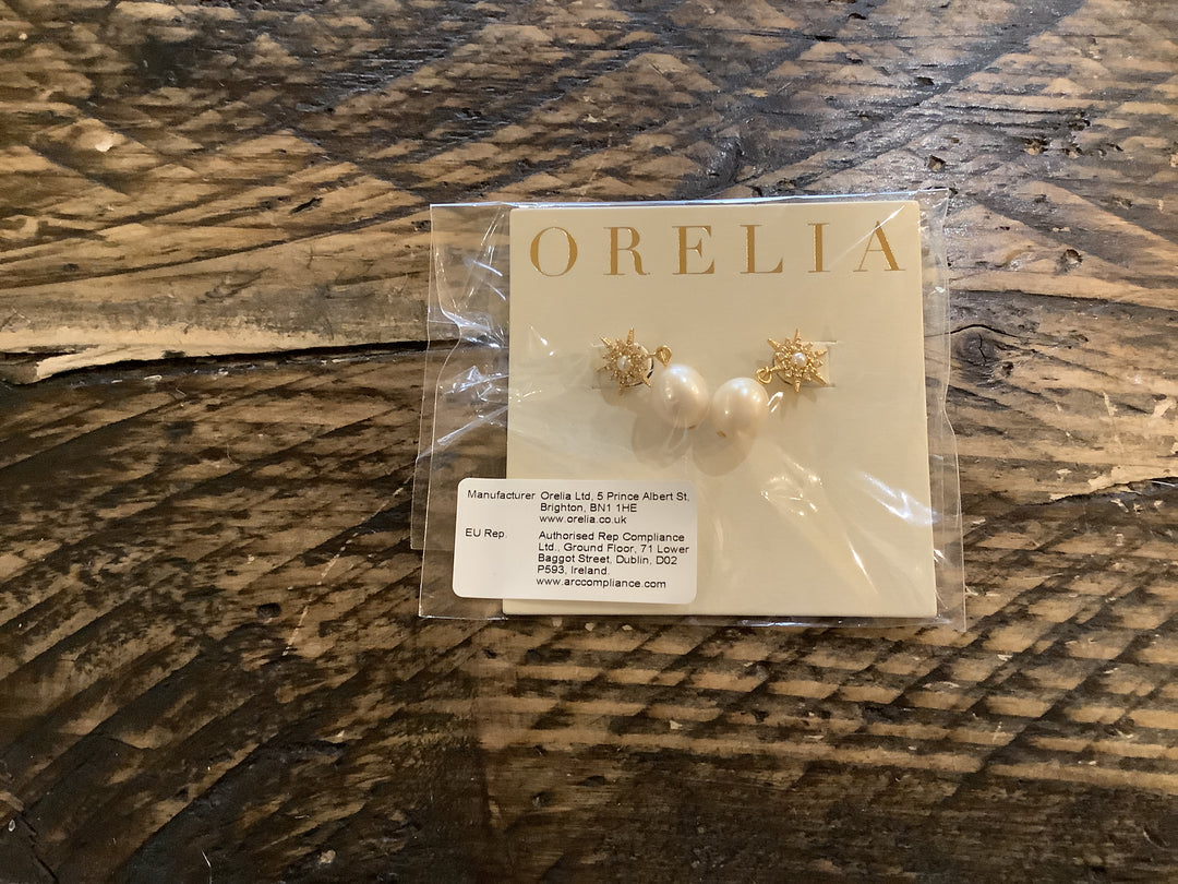 Pave Starburst & Pearl Drop Earrings