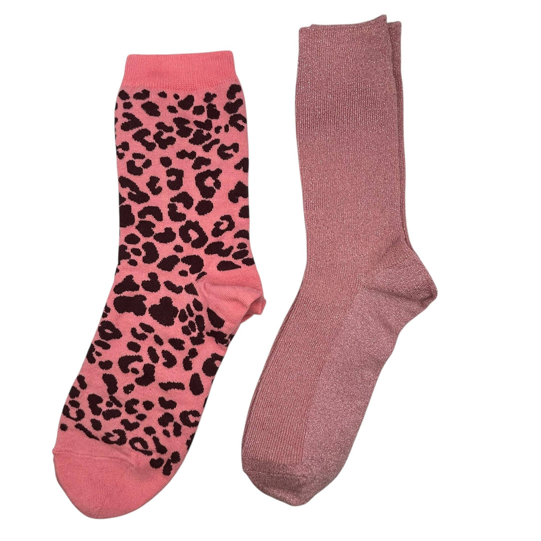 Pink Leopard & Pale Pink Vegas sock box duo with Palm Tree