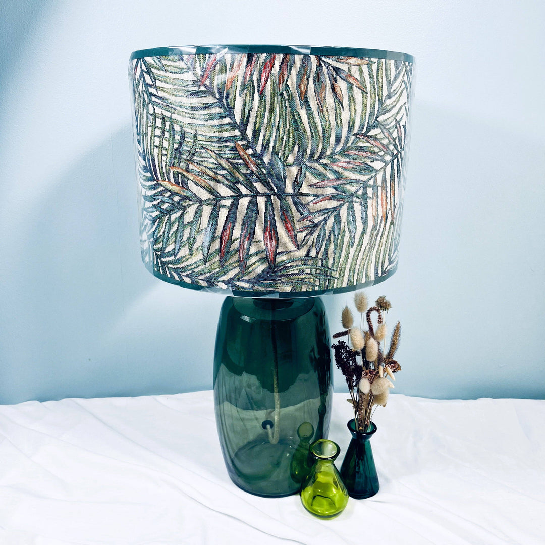 Martos Recycled Glass Lamp 41cm: Denim Linen / Midnight