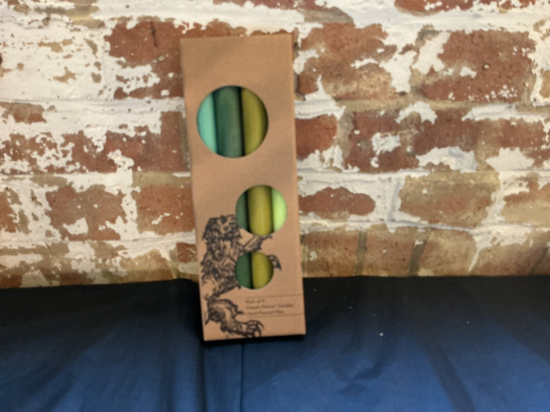 Mixed Set - Greens and Blues Eco Dinner Candles, 4 per pack -