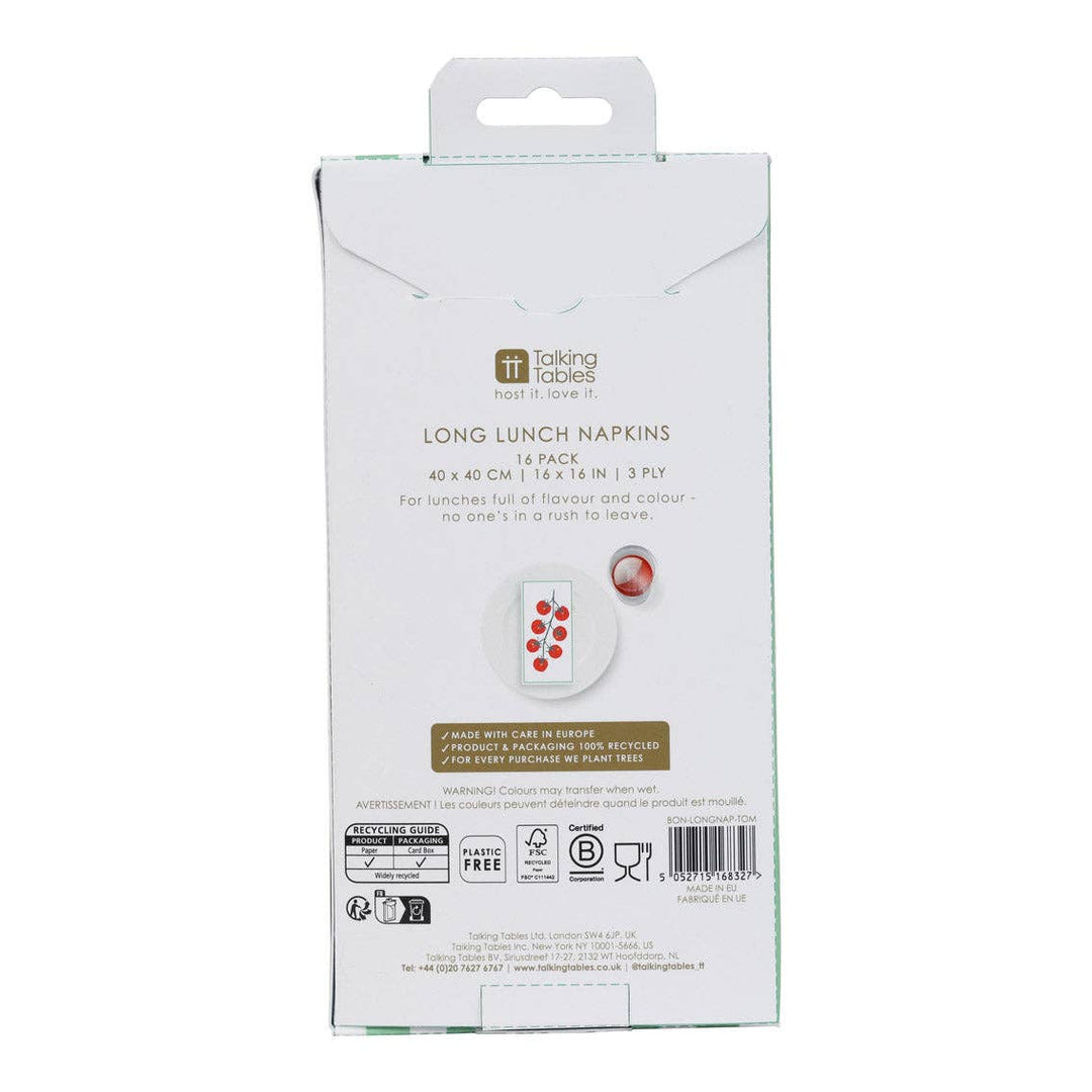 Tomato Long Lunch Paper Napkins - 16 Pack | Everyday |